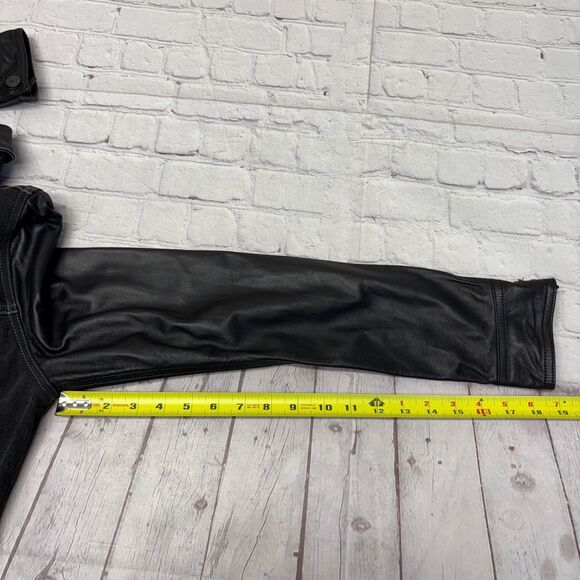 Rag & Bone Women Lamb Leather Sleeve Denim Jacket Size Medium Black D060 -1 - Picture 5 of 15